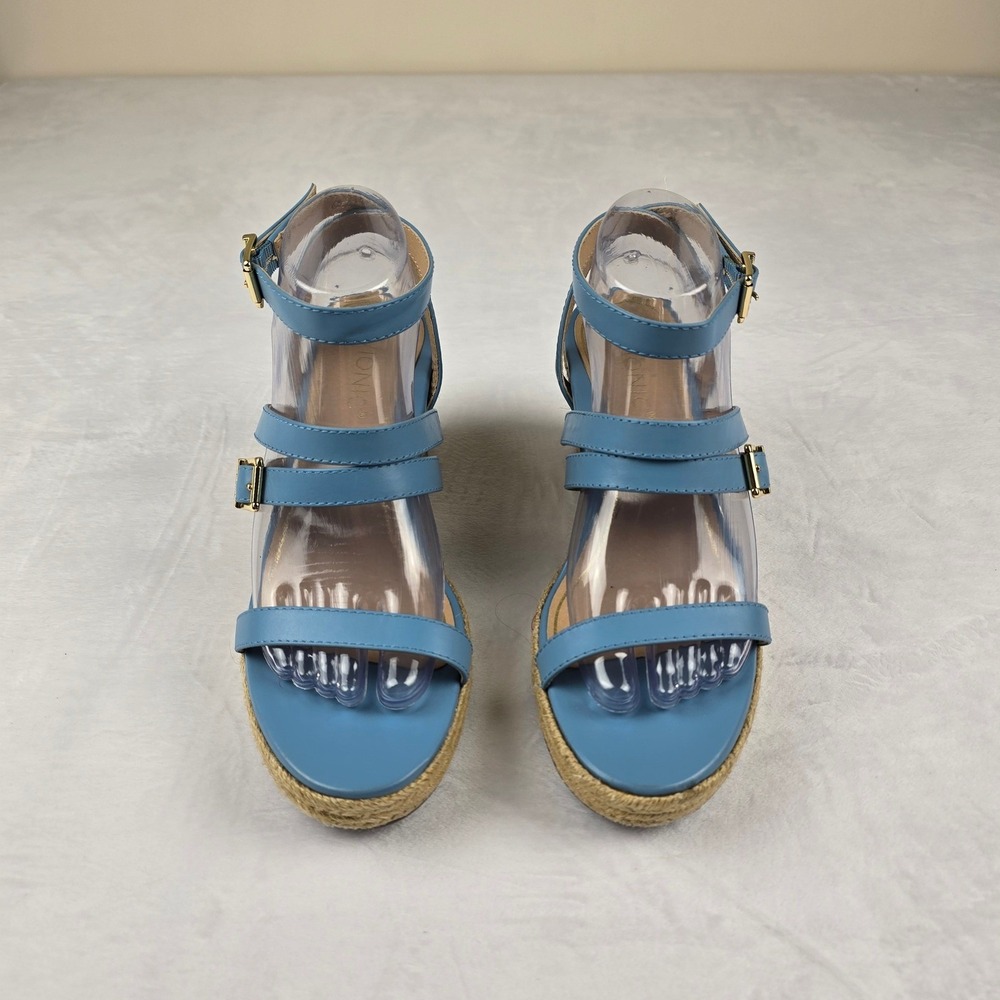 Vionic Sabina Blue Leather Espadrille Wedge Sandals Women's Size 8.5 - Picture 2 of 8